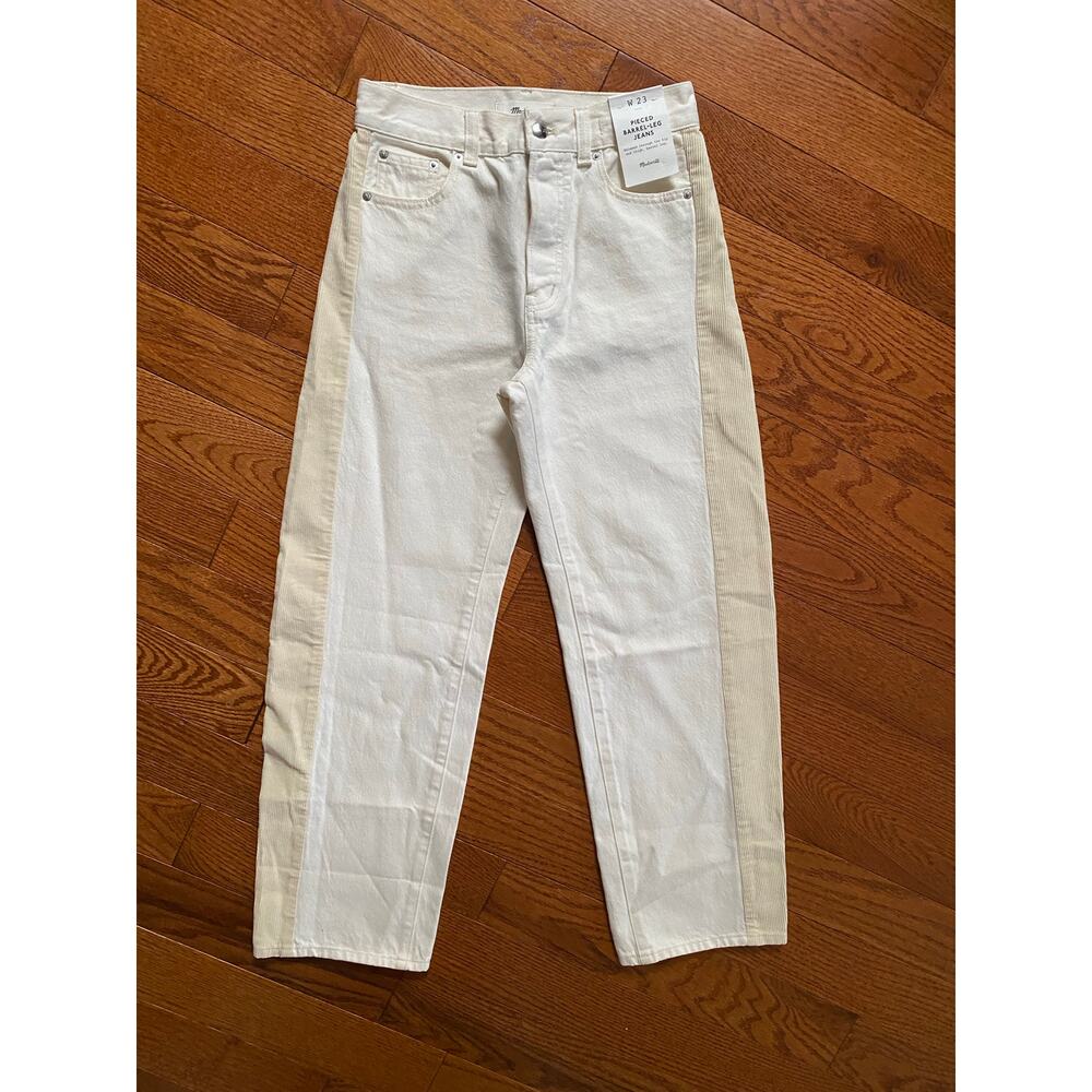 Madewell Barrel Leg Jeans Size 23 NWT Ivory Pieced Denim
